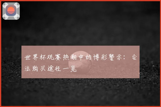 世界杯观赛热潮中的博彩警示:合法购买途径一览